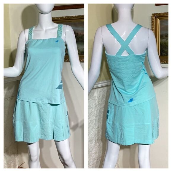Babolat Core Lightweight Tennis Performance Pleated Skort & Matching Tank Top - Picture 1 of 16